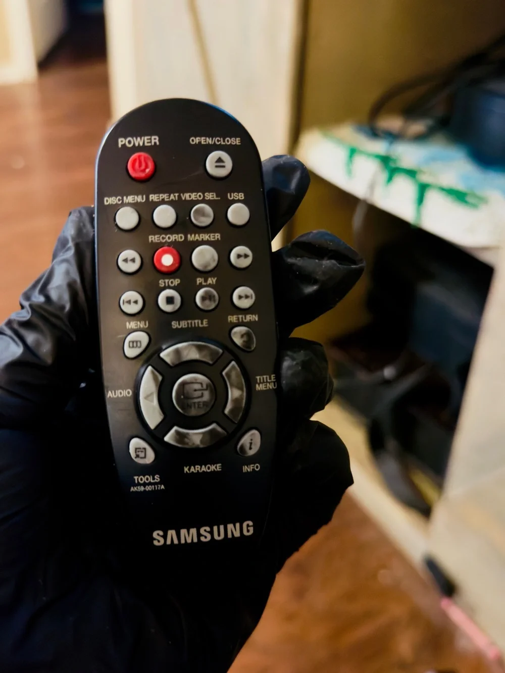 Samsung Black Remote Control with Gray and Red Buttons
